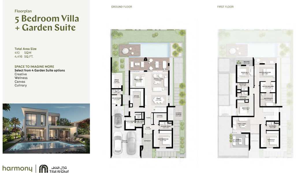 5 Bedroom Villa, Garden Suite, Size 4416.00 sq ft